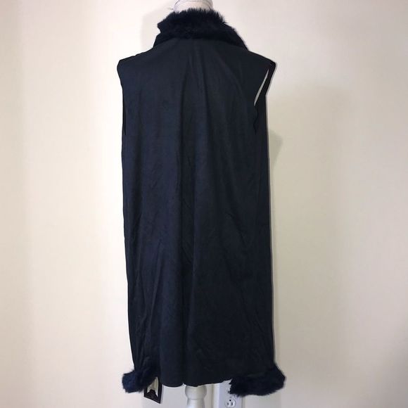Code Blue Long Faux Fur Faux Suede Vest OSFA NWT - Picture 4 of 5
